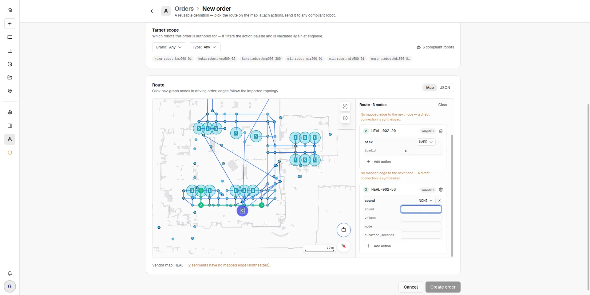 ROCO Fleet routing robots of several brands through a junction